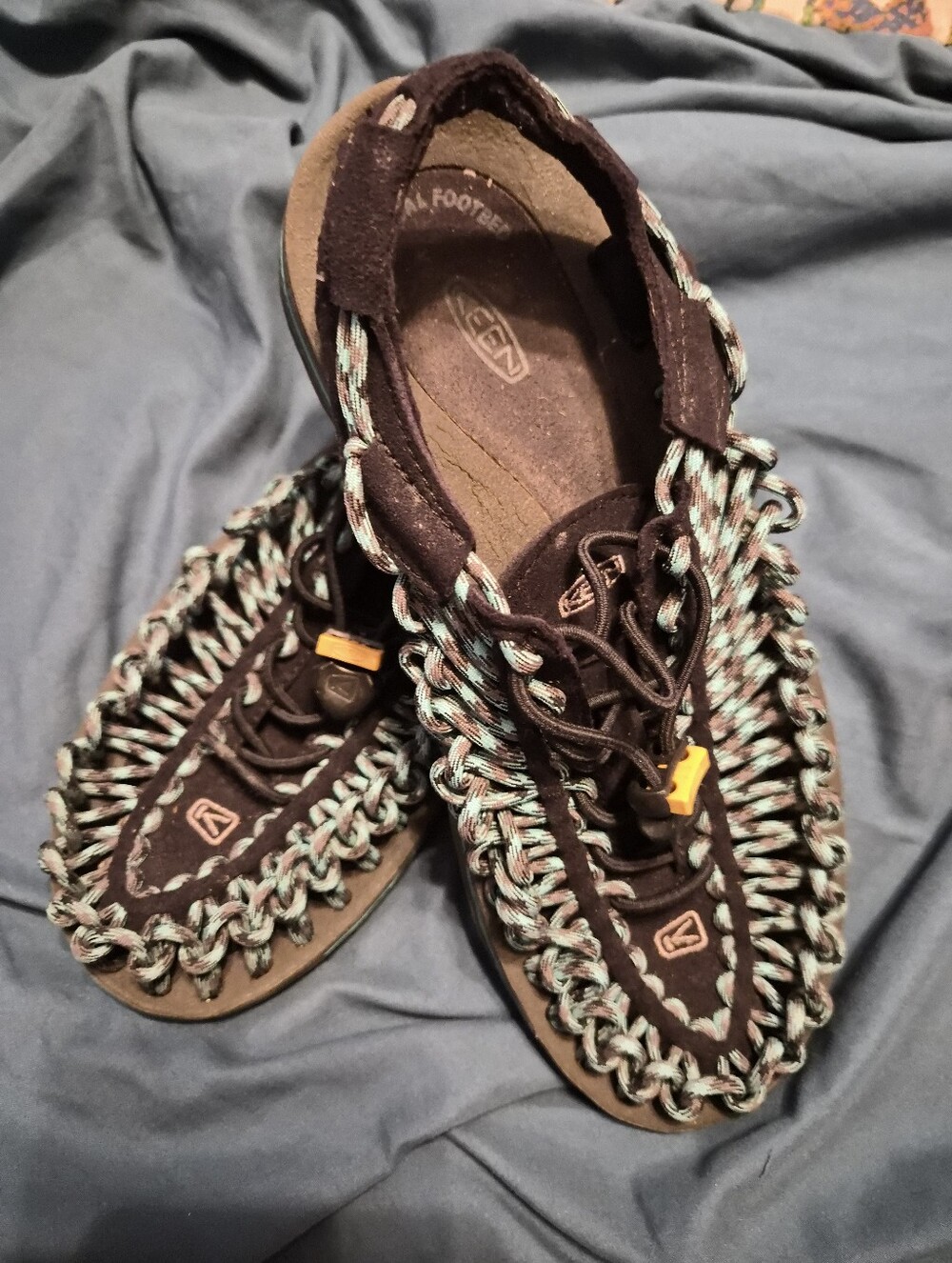 Keen Uneek Two Cord Water Sport Bungee Hiking Sandals Teal Blue/Black Size 6.5